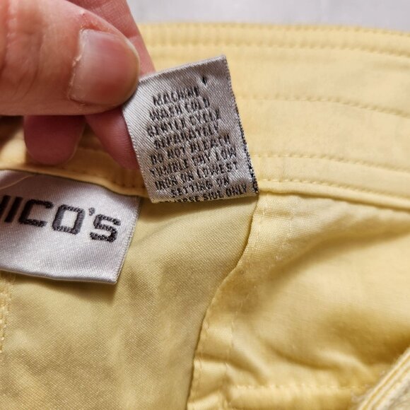 Chico's Yellow Cropped Pants Hiking Spring Summer Cotton Straight Leg XL/16 - Picture 6 of 6